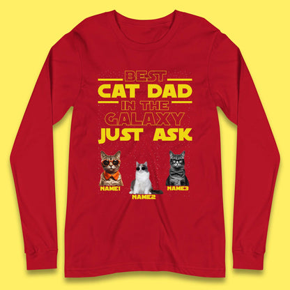 Personalised Best Cat Dad In The Galaxy Long Sleeve T-Shirt