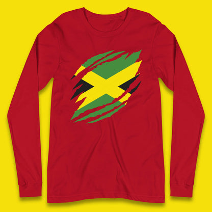 Distressed Jamaica Flag Jamaica Flag Caribbean Islander Sun Marley Kingston Jamaican Pride Patriotism Long Sleeve T Shirt