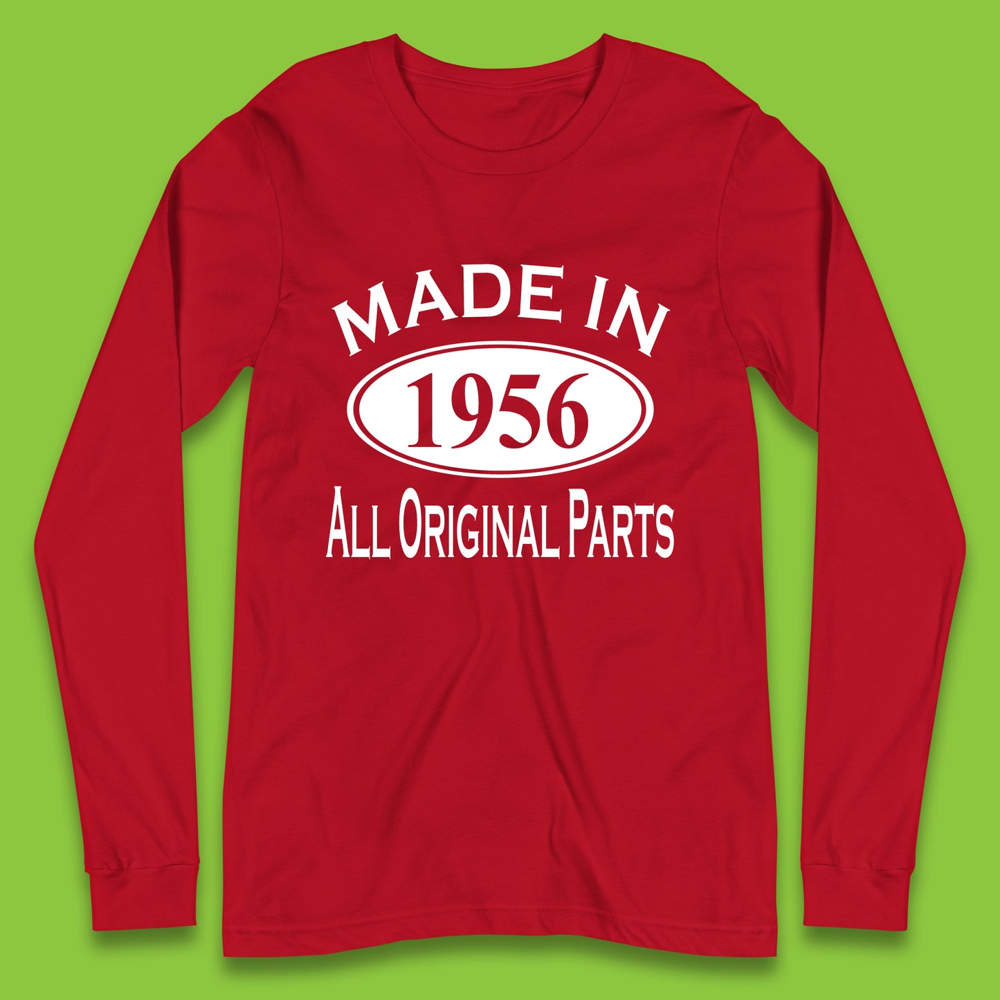 Made In 1956 All Original Parts Vintage Retro 67th Birthday Funny 67 Years Old Birthday Gift Long Sleeve T Shirt