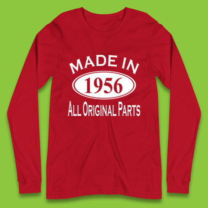 Made In 1956 All Original Parts Vintage Retro 67th Birthday Funny 67 Years Old Birthday Gift Long Sleeve T Shirt