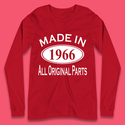 Made In 1966 All Original Parts Vintage Retro 57th Birthday Funny 57 Years Old Birthday Gift Long Sleeve T Shirt