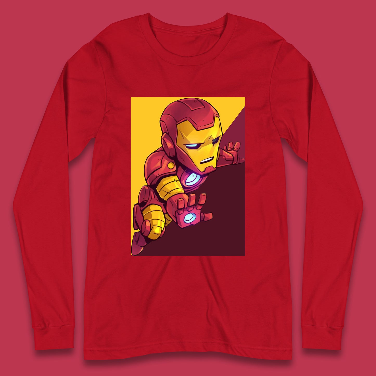 Flying Chibi Iron Man Superhero Marvel Avengers Comic Book Character Iron-Man Marvel Comics Long Sleeve T Shirt