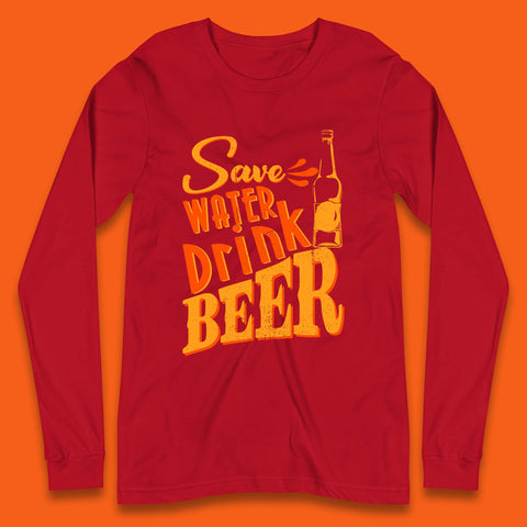 Save Water Drink Beer Halloween Horror Scary Beer Drinking Party Long Sleeve T Shirt
