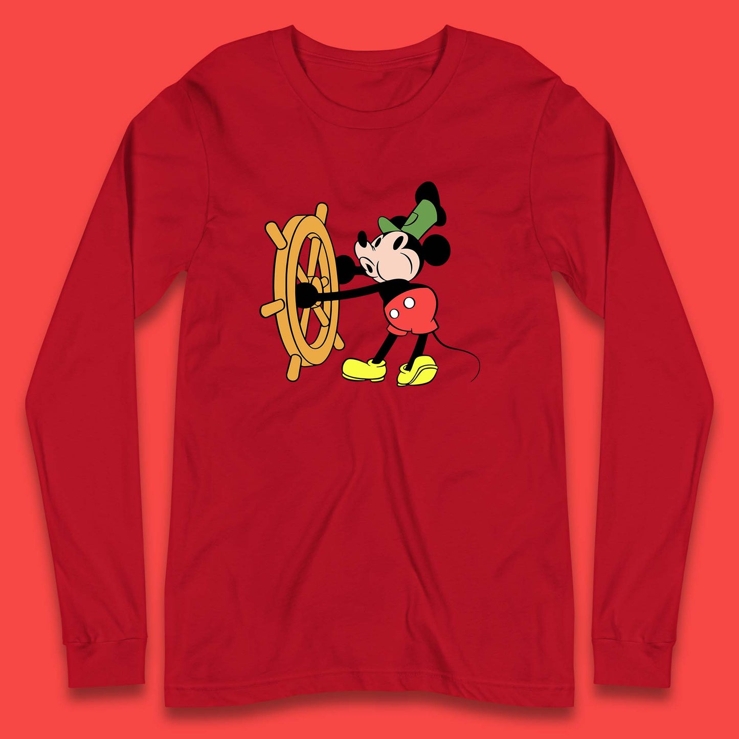 Classic Disney Mickey Mouse Steamboat Willie Disneyland Magic Kingdom Trip Long Sleeve T Shirt