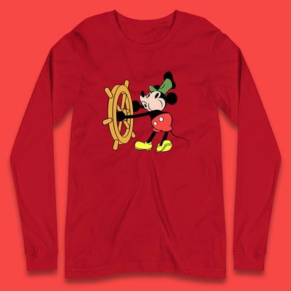 Classic Disney Mickey Mouse Steamboat Willie Disneyland Magic Kingdom Trip Long Sleeve T Shirt