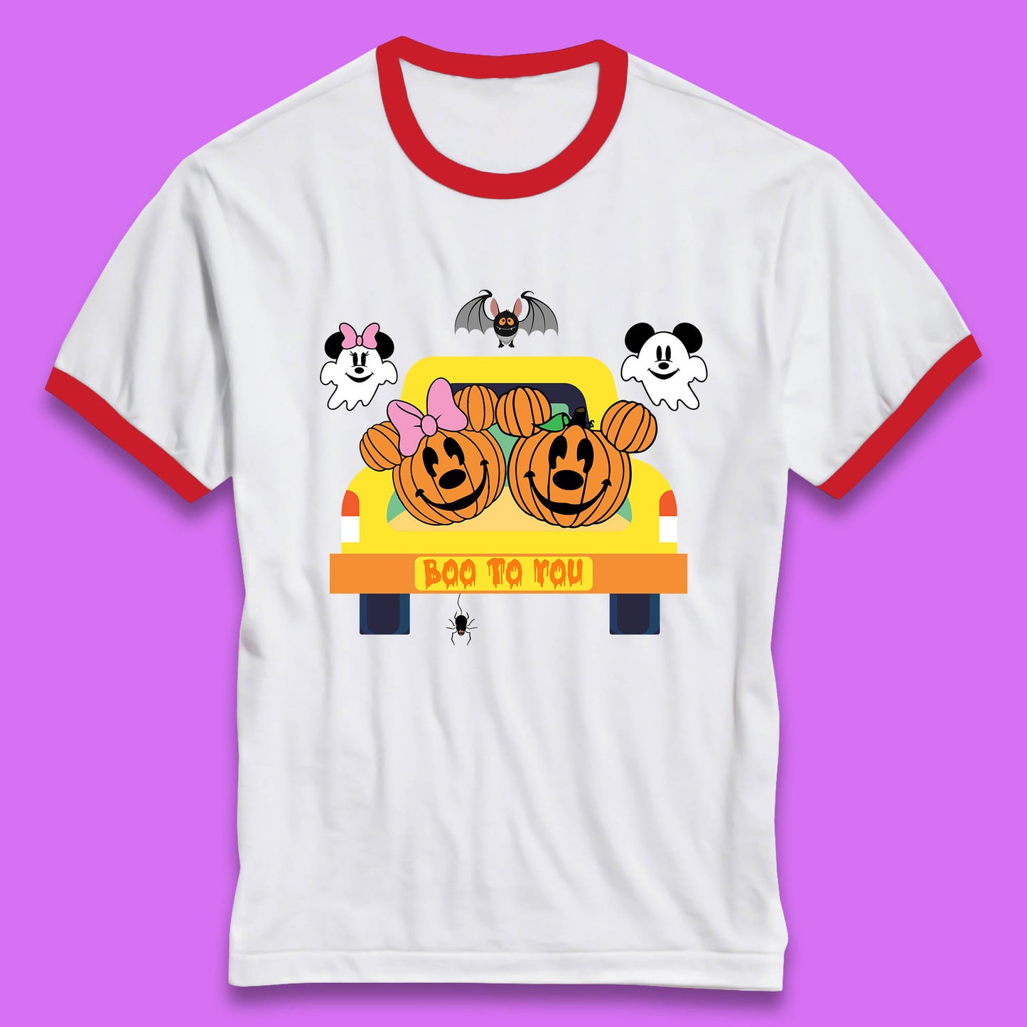 Disney Halloween Mickey Minnie Mouse Pumpkin Ghost Boo To You Horror Scary Disney Trip Ringer T Shirt