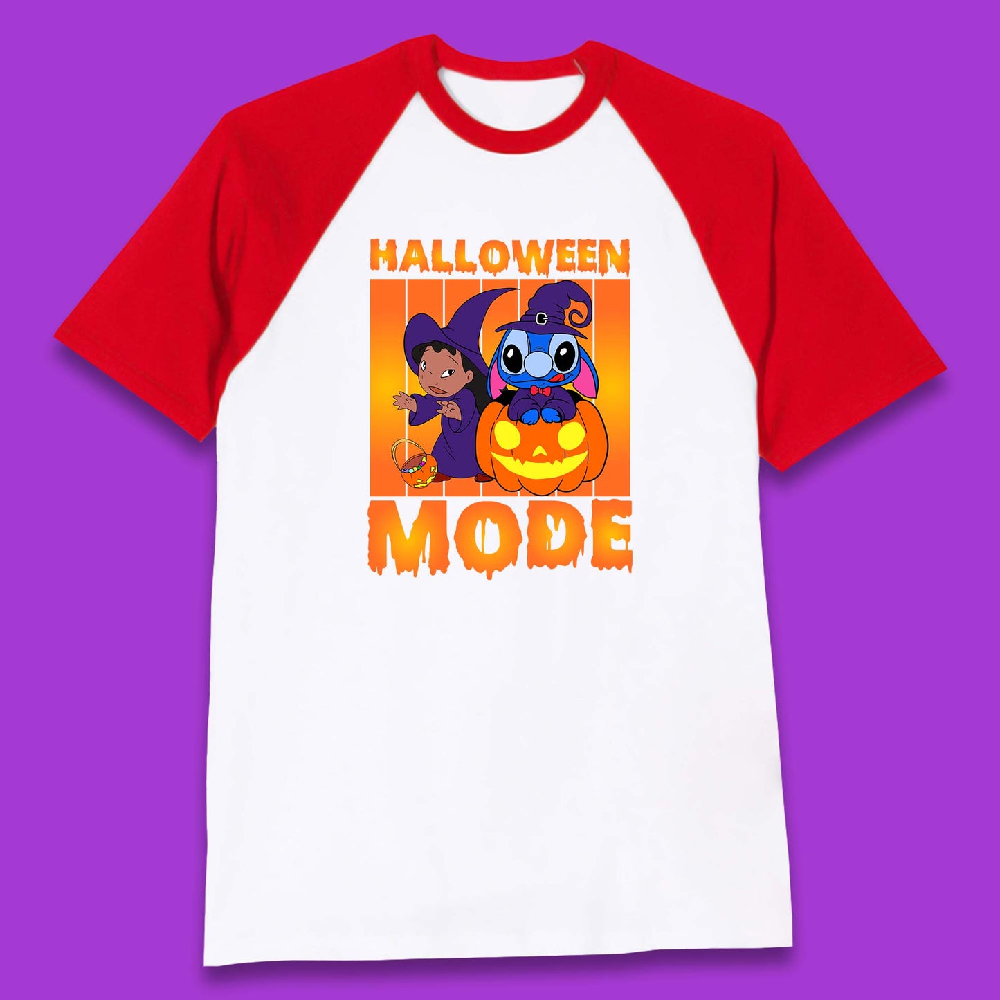 Halloween Mode Disney Lilo & Stitch Halloween Pumpkin Witch Hat Stitch Spooky Disneyland Trip Baseball T Shirt