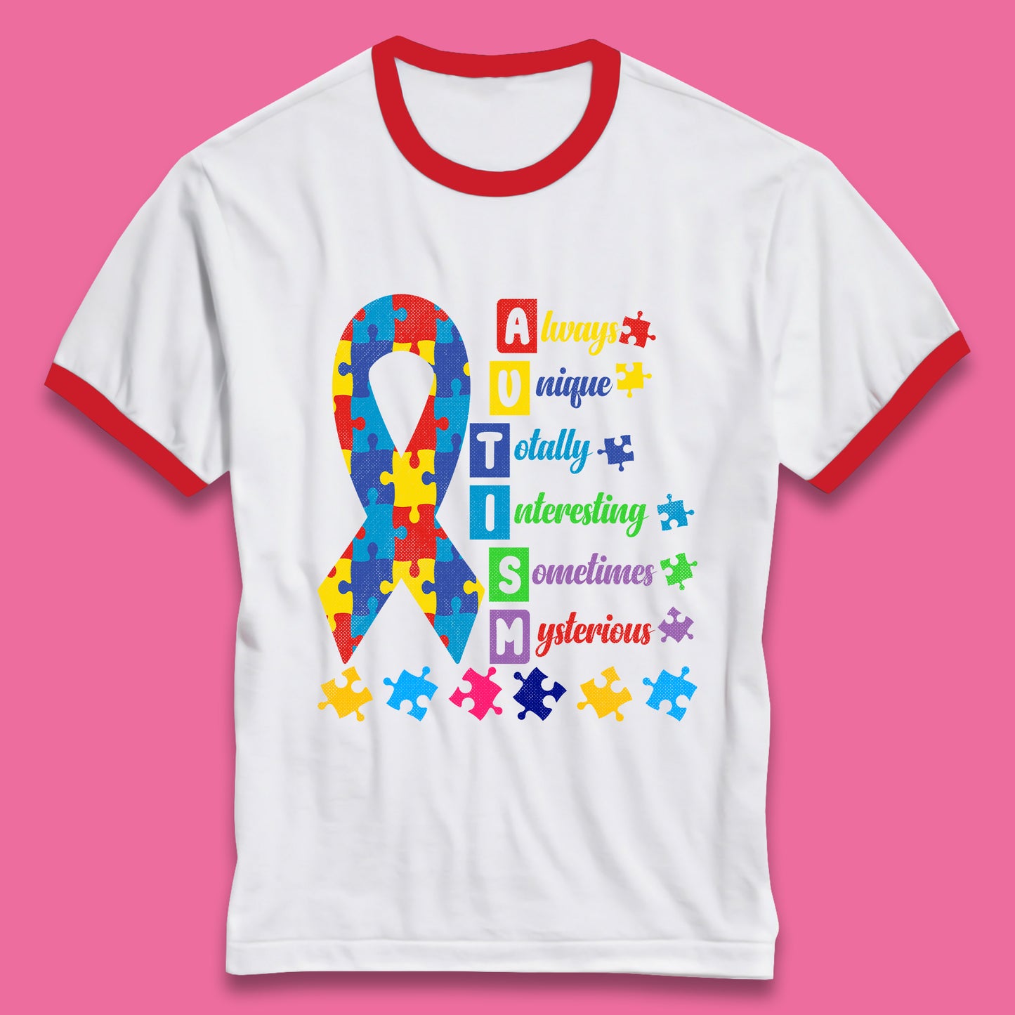 Autism Always Unique Ringer T-Shirt