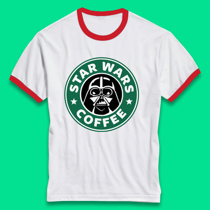 Sci-fi Action Adventure Movie Character Darth Vader Star Wars Coffee Starbucks Coffee Spoof Star Wars 46th Anniversary Ringer T Shirt