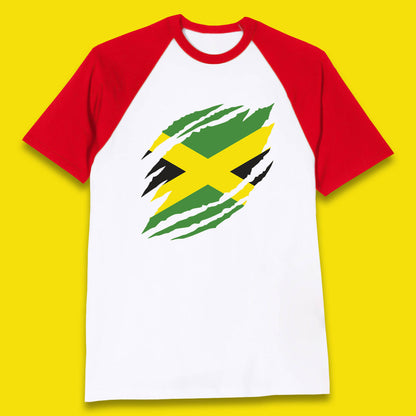 Distressed Jamaica Flag Jamaica Flag Caribbean Islander Sun Marley Kingston Jamaican Pride Patriotism Baseball T Shirt