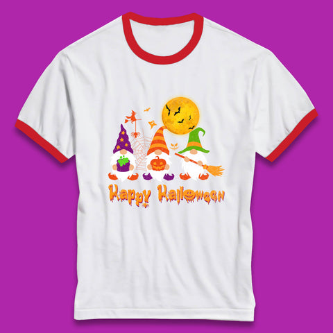 Happy Halloween Gnomies Spooky Witch Gnomes Scary Gnome Lover Ringer T Shirt