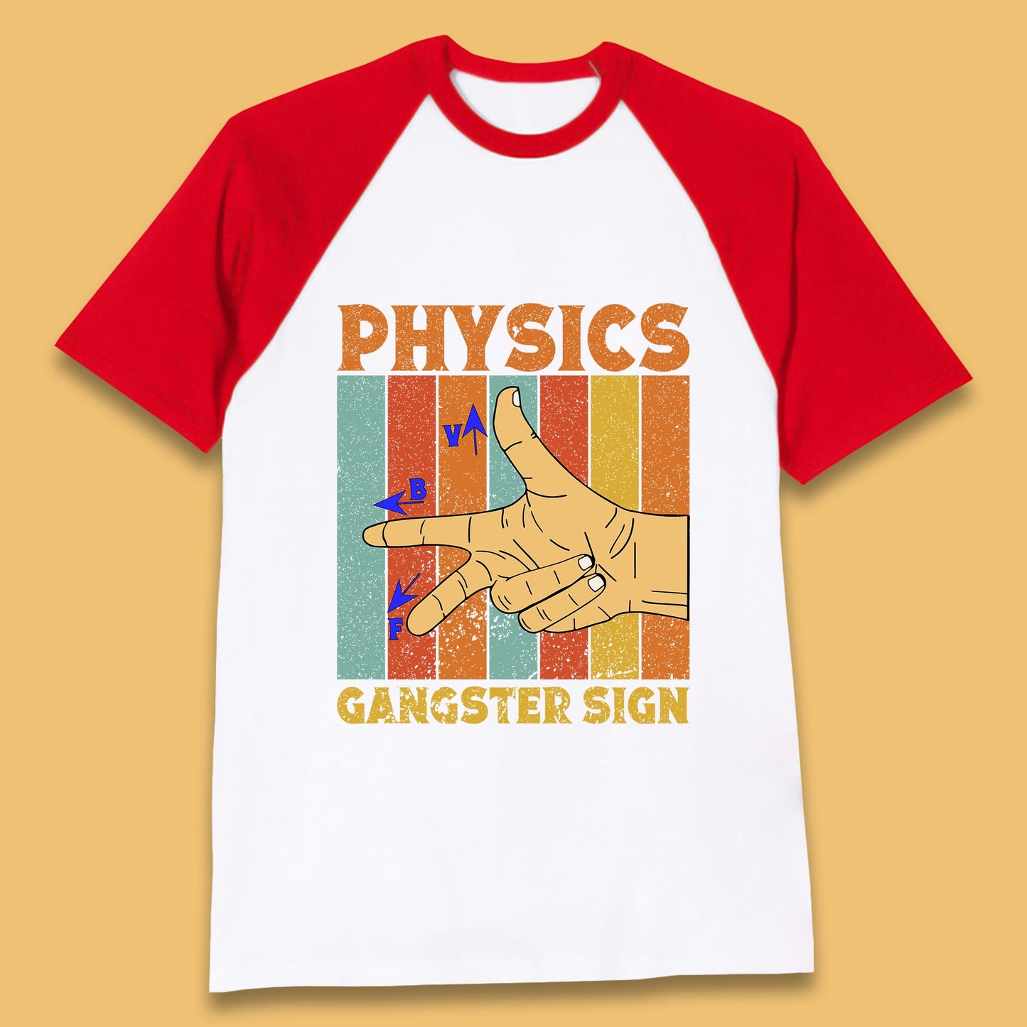 Physics Gangster Sign  Right Hand Rule Funny Parody Science Scientist Baseball T Shirt