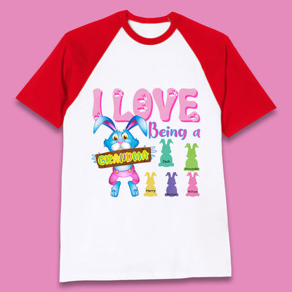 Personalised I Love Being A Grandma Baseball T-Shirt