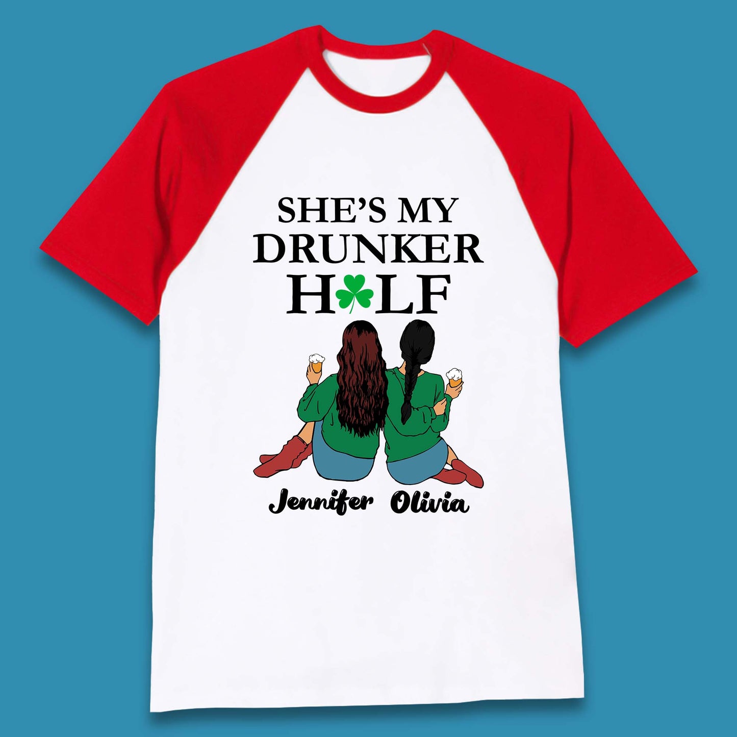 Personalised She's My Drunker Half Baseball T-Shirt