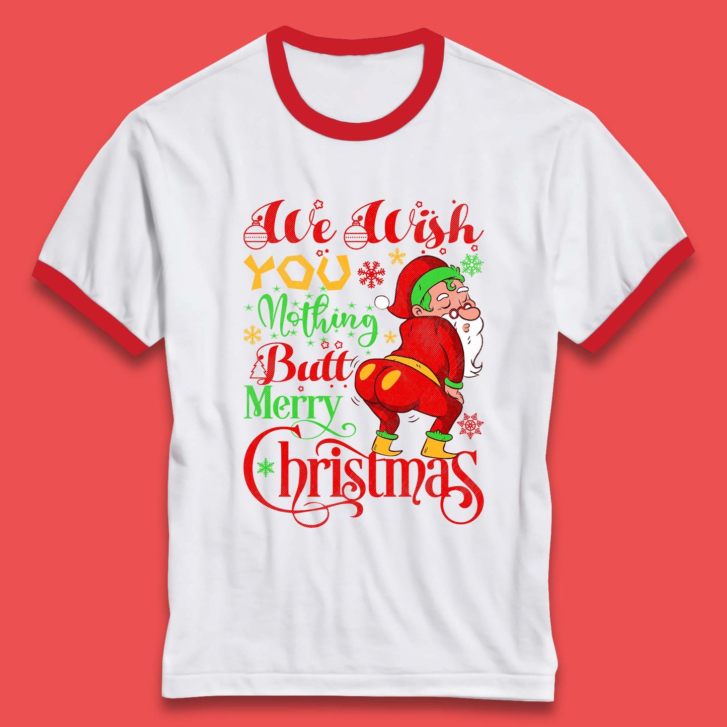 naughty santa christmas ringer t shirt