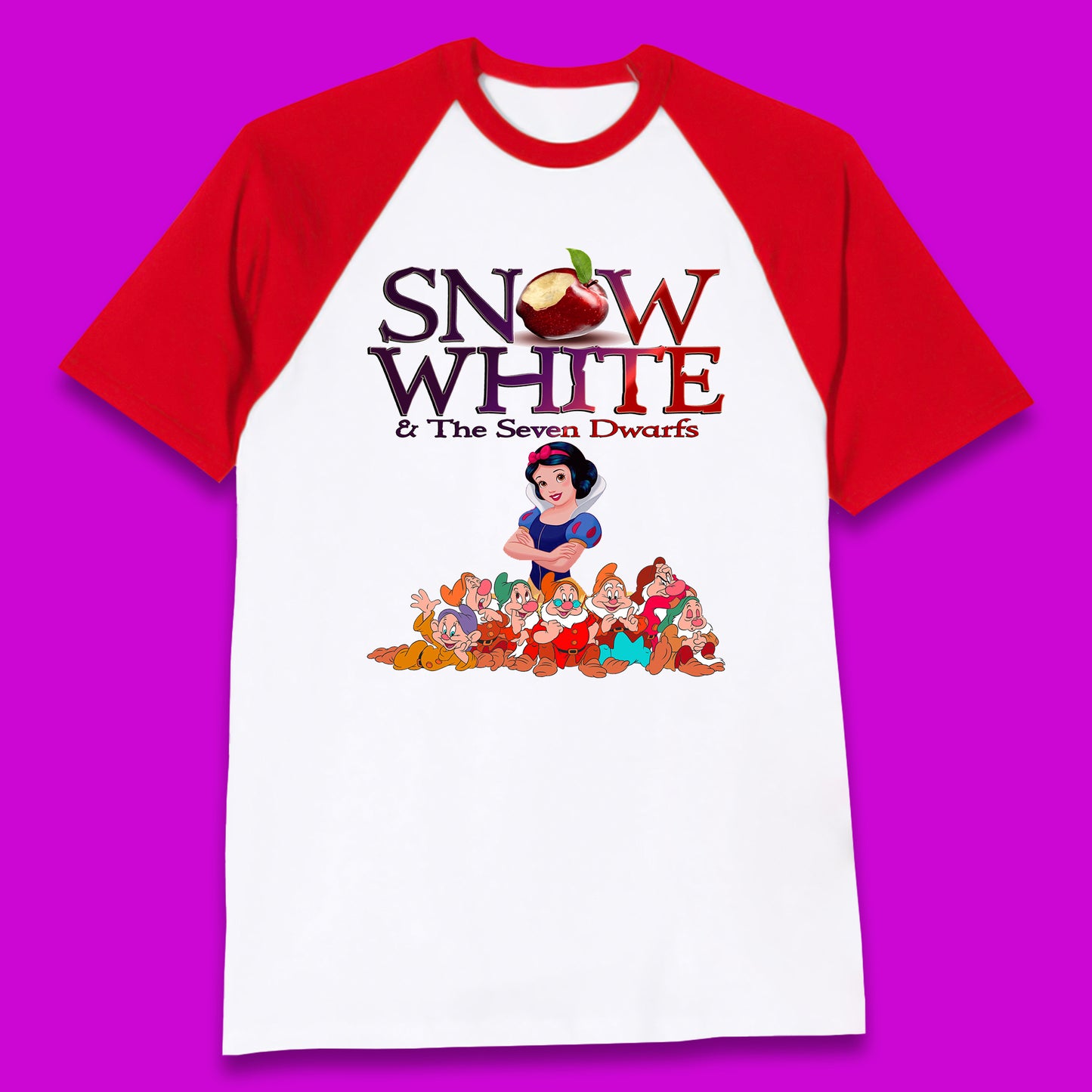 Disney Snow White And The Seven 7 Dwarfs Disney Dwarfs Group Grumpy Sleepy Dopey Doc Sneezy Bashful Happy Disneyland Cartoon Character Baseball T Shirt