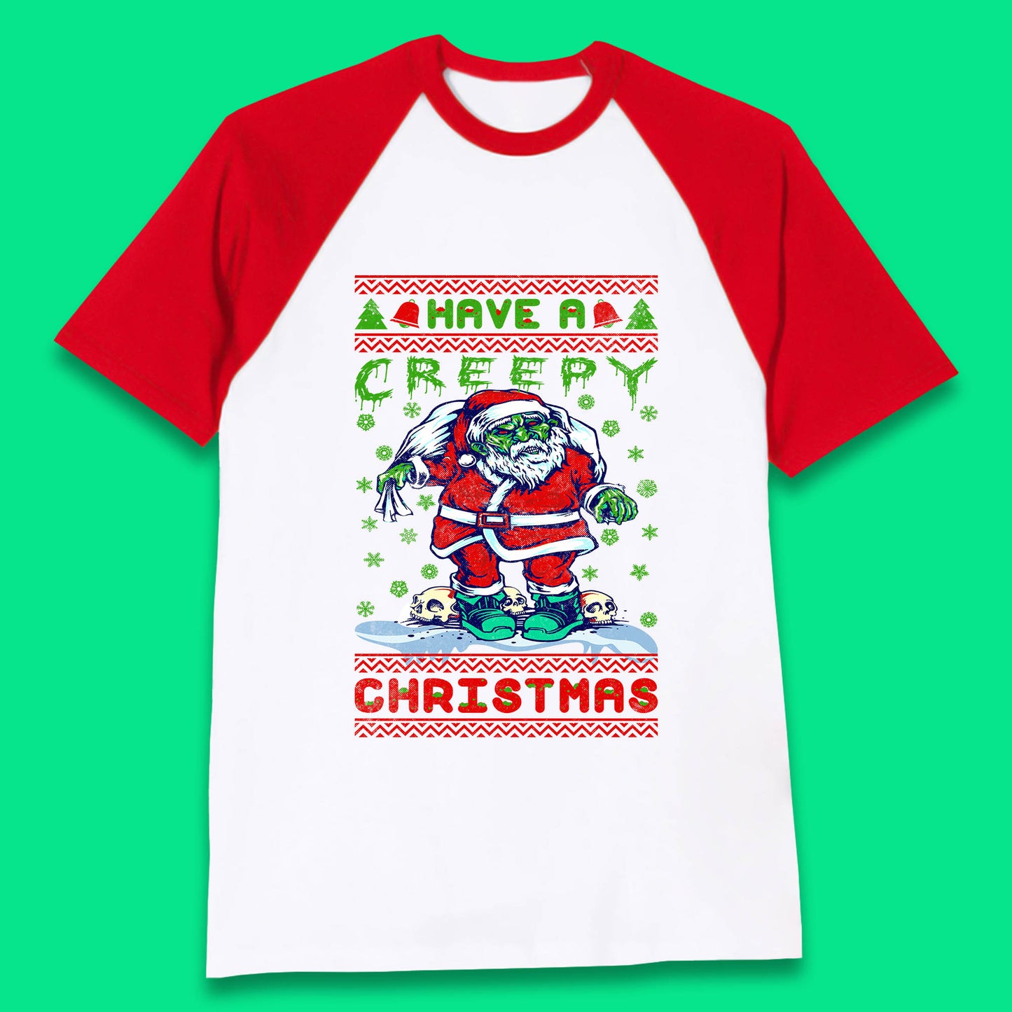 zombie santa claus baseball t shirt