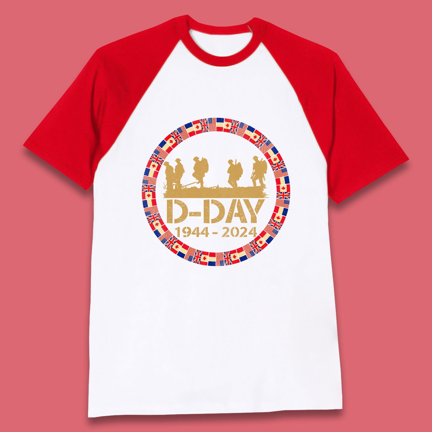 D-Day 1944-2024 Baseball T-Shirt