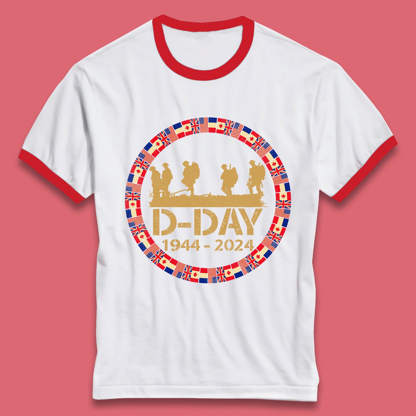 D-Day 1944-2024 Ringer T-Shirt