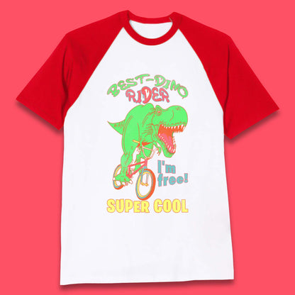 Dinosaur Riding Bicycle Baseball T-Shirt