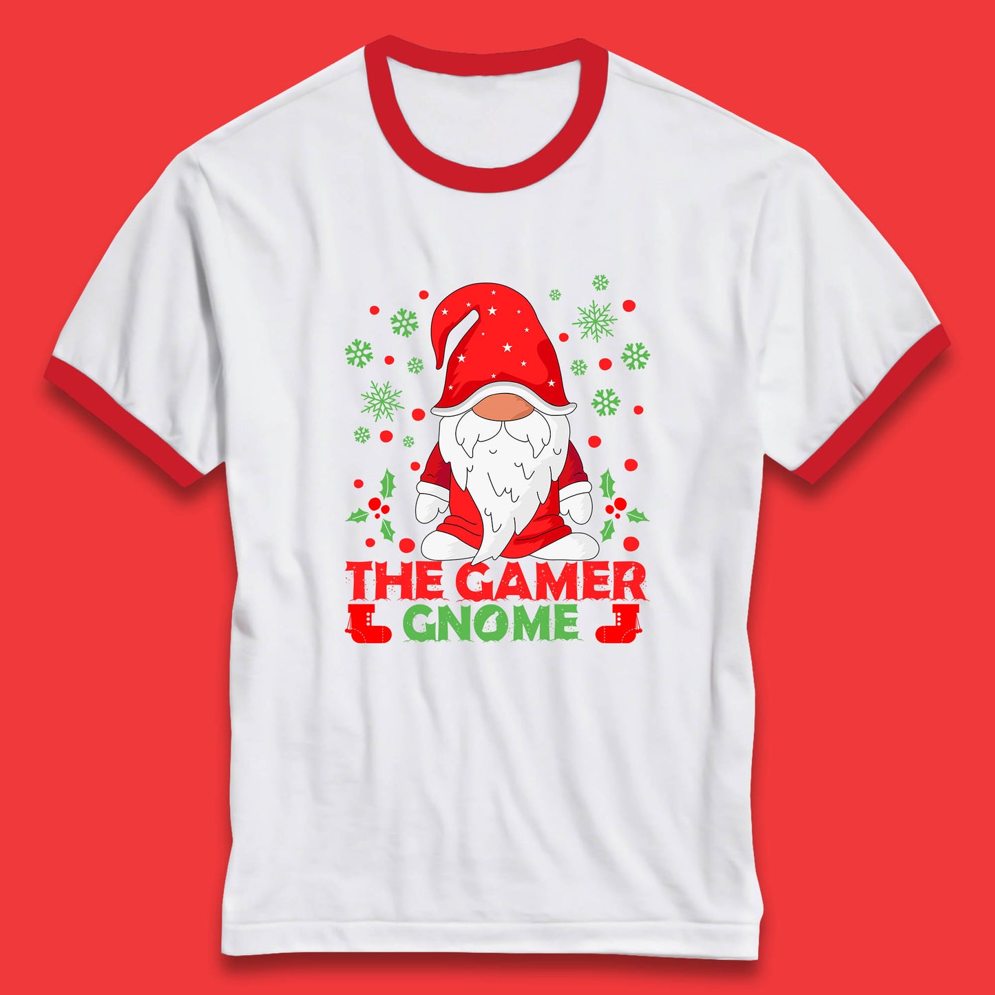 the gamer gnome christmas ringer t shirt