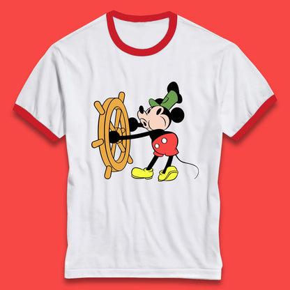 Classic Disney Mickey Mouse Steamboat Willie Disneyland Magic Kingdom Trip Ringer T Shirt