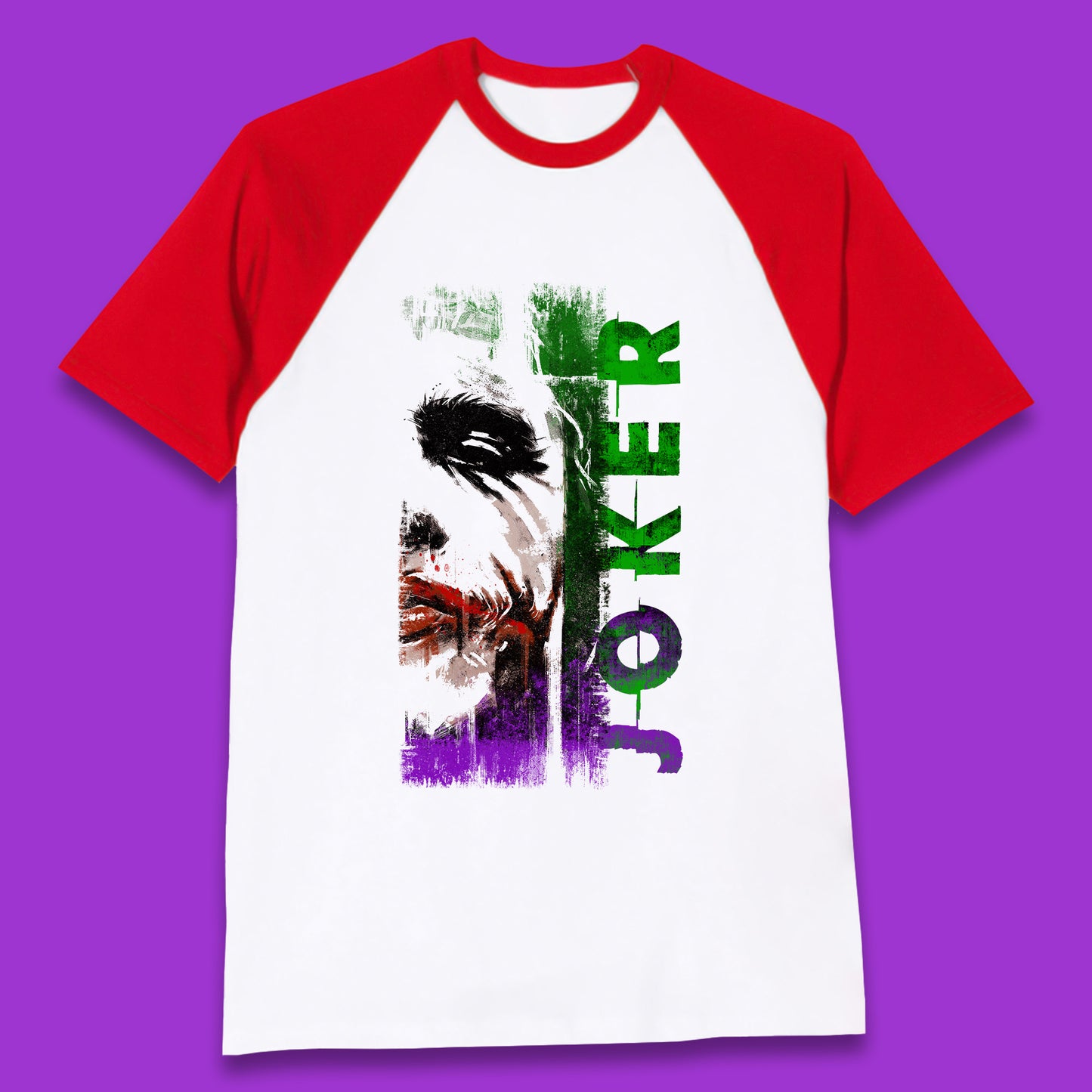 Joker Face Movie Villain Comic Book Character Supervillain Movie Poster Baseball T Shirt