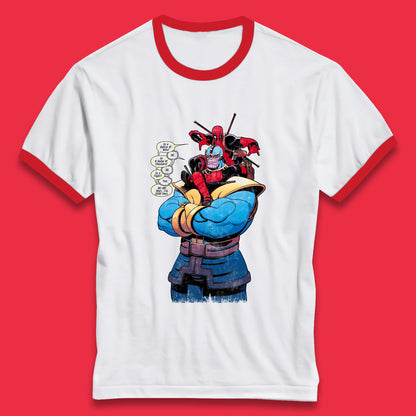 Marvel Comics Deadpool Minibus 3 Deadpool VS Thanos Comic Book Fictional Character Ringer T Shirt