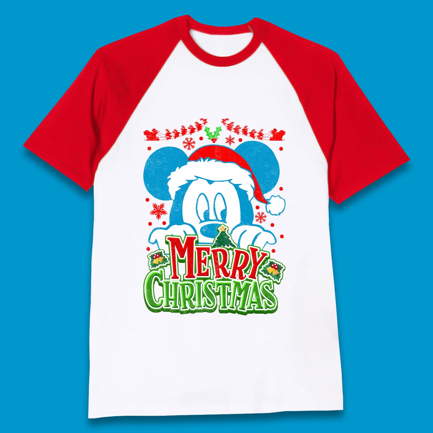 mickey mouse christmas baseball t shirt