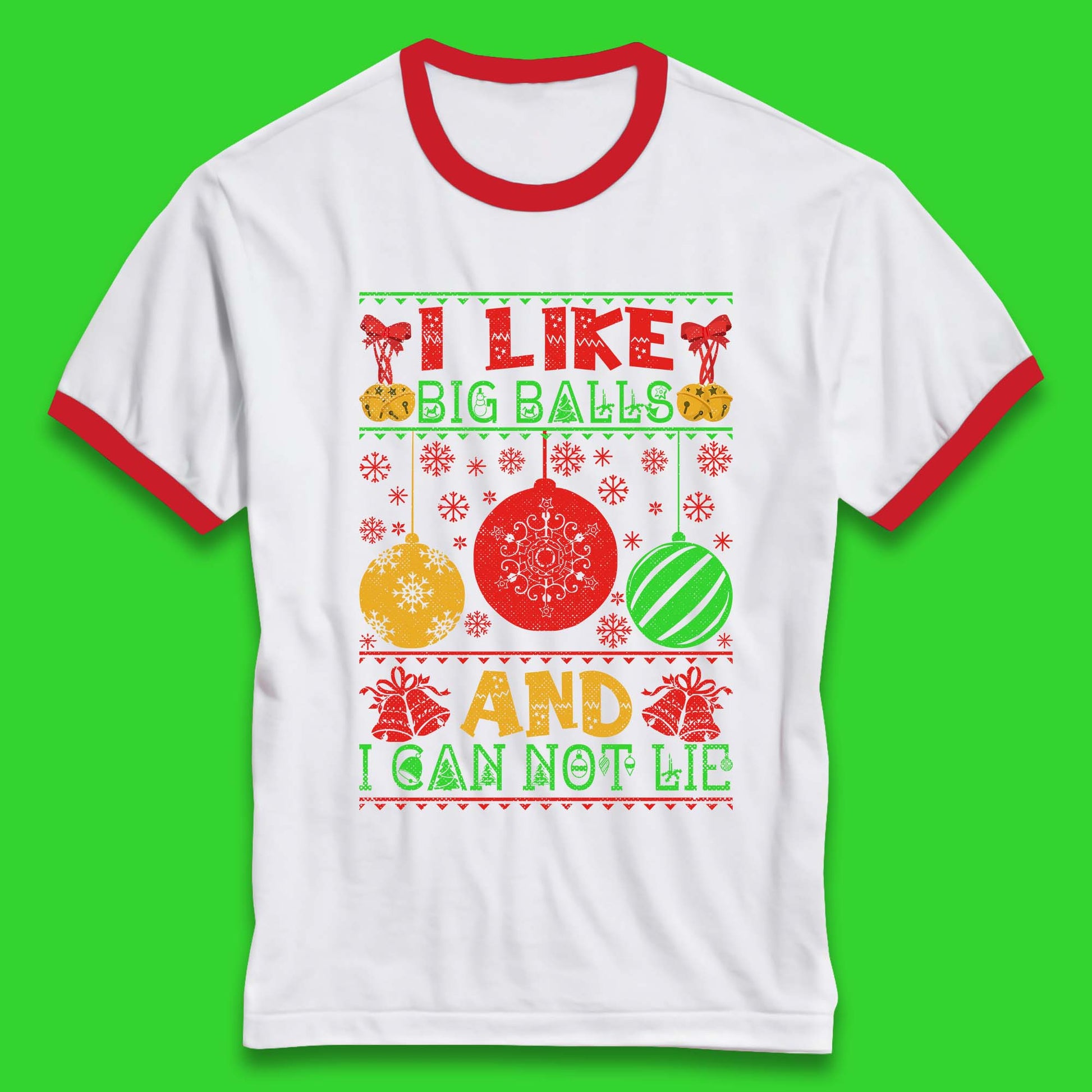 funny balls christmas ringer t shirt