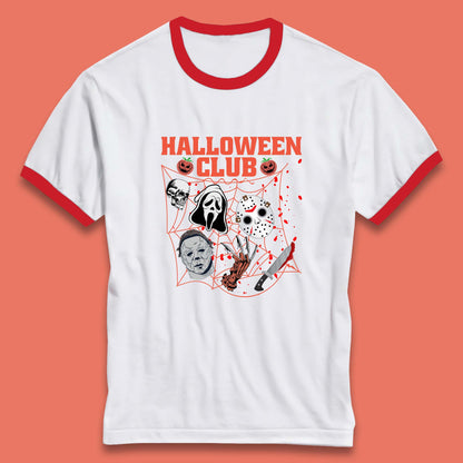 Halloween Club Horror Scary Friends Halloween Horror Movie Characters Ringer T Shirt