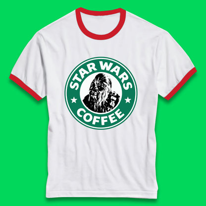 Chewbacca Star Wars Coffee Sci-fi Action Adventure Movie Character Starbucks Coffee Spoof 46th Anniversary Ringer T Shirt