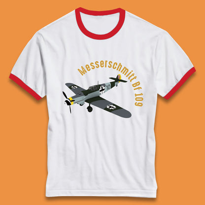 Messerschmitt Bf 109 Fighter Aircraft Vintage Retro Military Fighter Jets World War Remembrance Day Ringer T Shirt