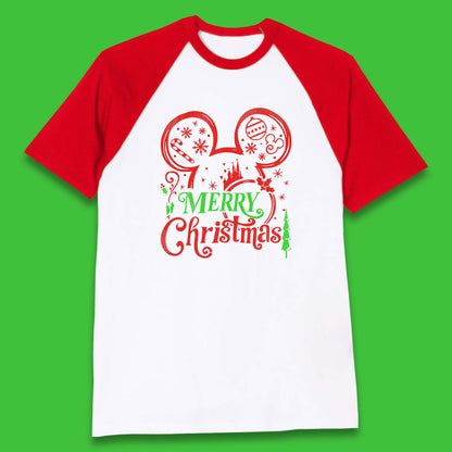 mickey mouse head christmas baseball t shirt