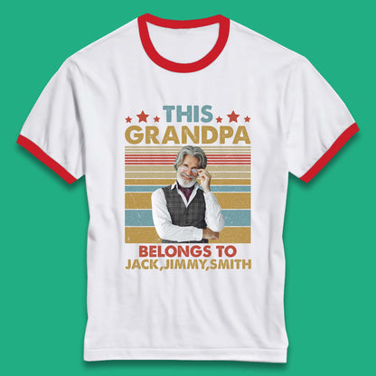 Personalised This Grandpa Belongs To Ringer T-Shirt