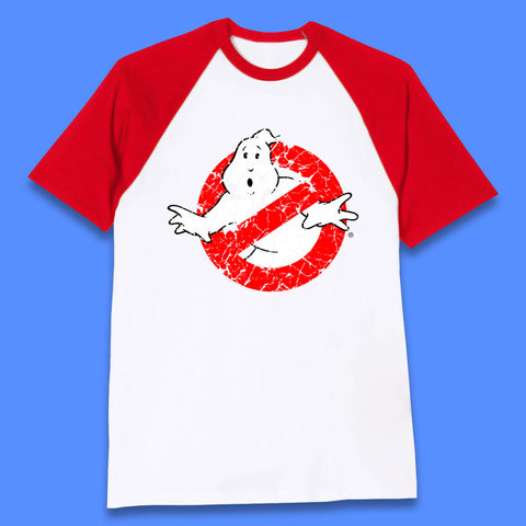Distressed The Real Ghostbusters No Ghost Symbol Retro Halloween Movie Costume Baseball T Shirt