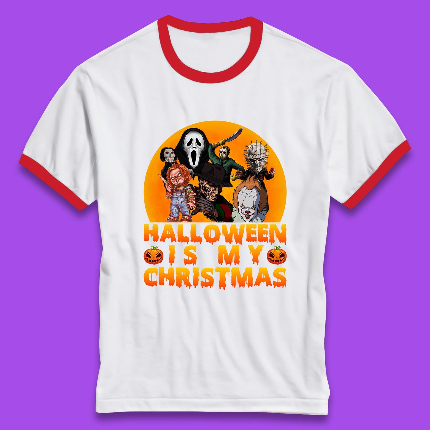 iconic horror movie characters ringer t shirt