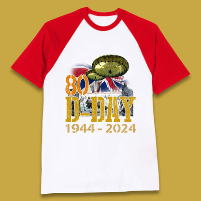 D-Day 1944-2024 Baseball T-Shirt