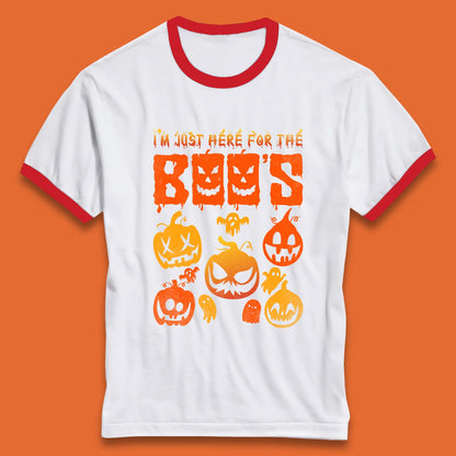 I'm Just Here For The Boos Halloween Funny Pumpkin Ghost Boos Jack-o-lantern Ringer T Shirt