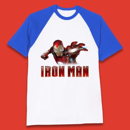 Iron Man Superhero Marvel Avengers Comic Book Character Flaying Iron-Man Marvel Comics Baseball T Shirt