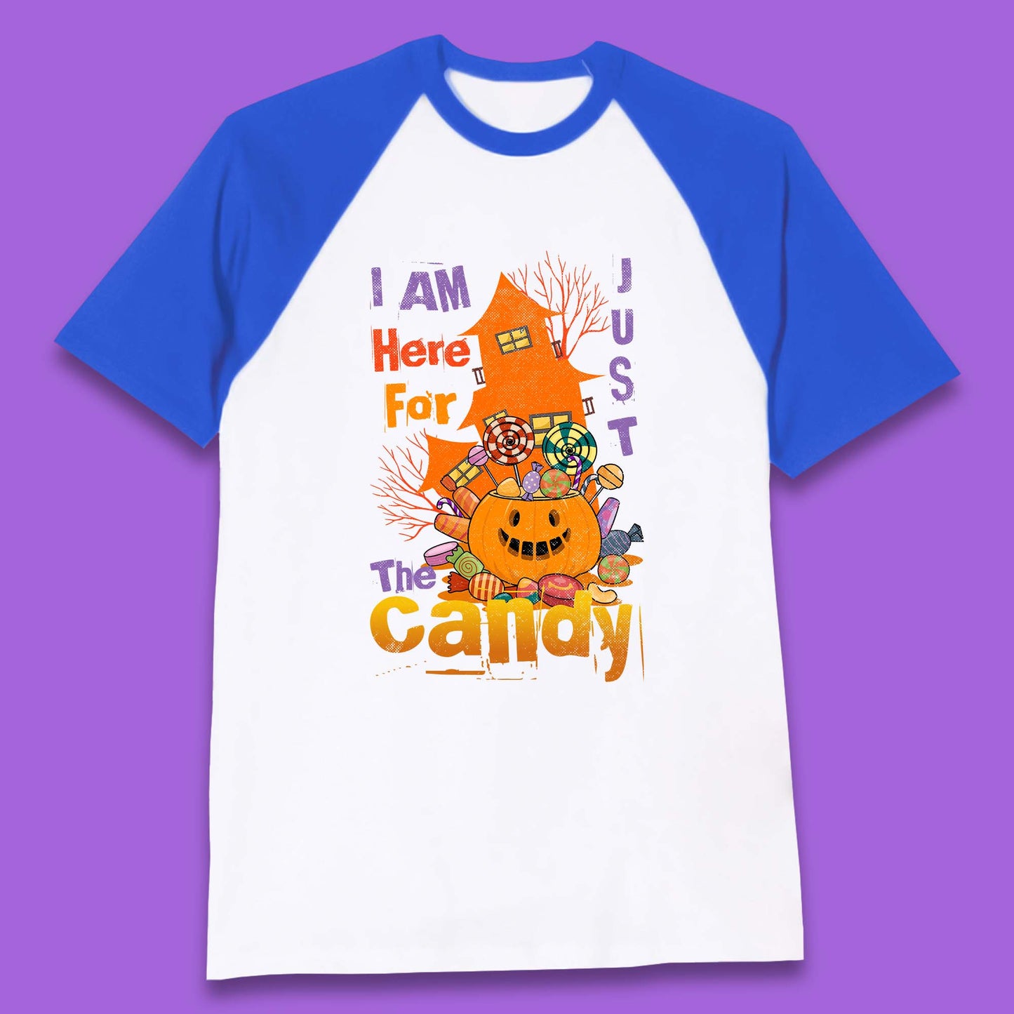 I'm Just Here For The Candy Halloween Trick Or Treat Baseball T Shirt