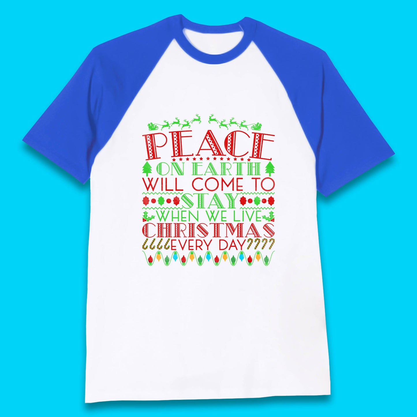 peace on earth christmas quote baseball t shirt