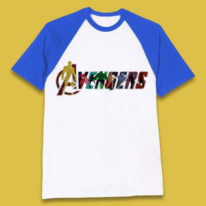 Marvel Avengers Super Heroes Movie Characters Spider Man, Hulk, Iron Man, Thor, Captain America Avengers Group Baseball T Shirt