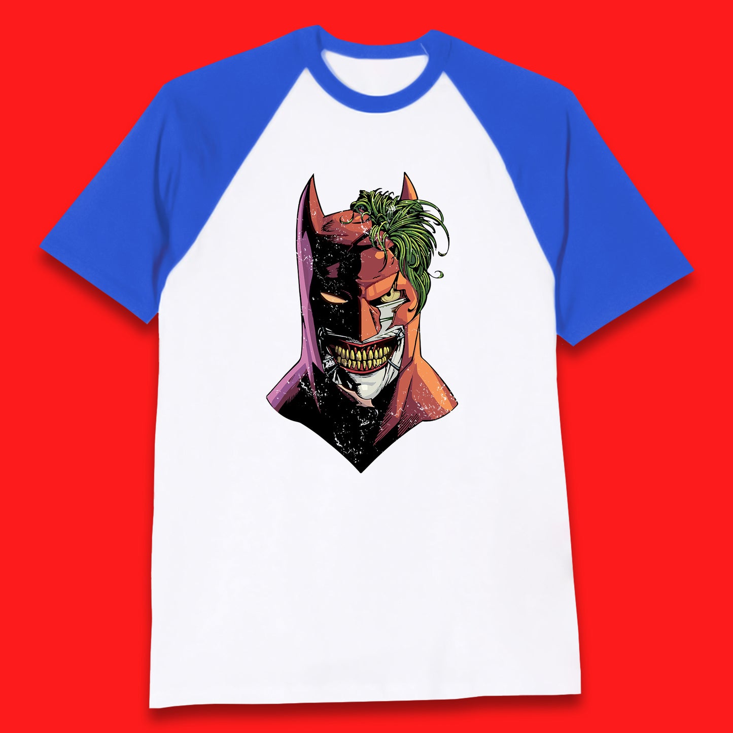 DC Comics Batman Mouth Wall Batman X The Joker Spoof Supervillain Comic Book Character Baseball T Shirt