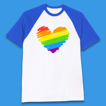 Rainbow Colour Heart Pride LGBTQ Rainbow Pride LGBT Gay Pride Month Baseball T Shirt