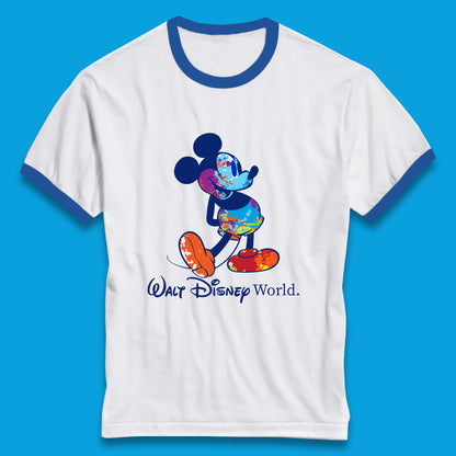 Walt Disnep World Mickey Mouse In Happy Mood Cartoon Character Disneyland Vacation Trip Disney World Ringer T Shirt