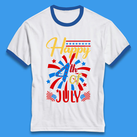 Happy 4th Of July USA Independence Day Celebration Patriotic Ringer T Shirt