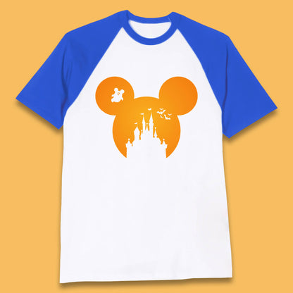 Disney Mickey Mouse Happy Halloween Disney Castle Halloween Scary Boo Flying Bats Baseball T Shirt