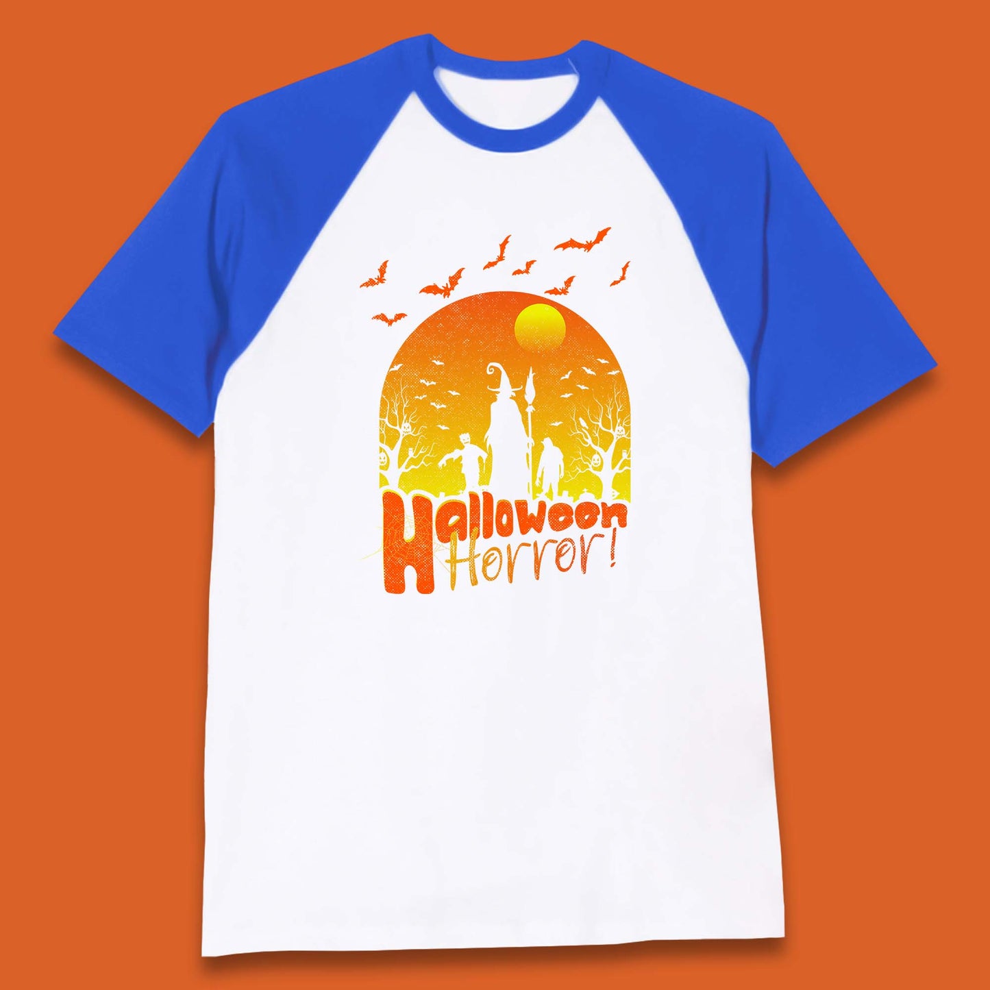 Halloween Horror Halloween Night Witch With Zombies Horror Scary Baseball T Shirt