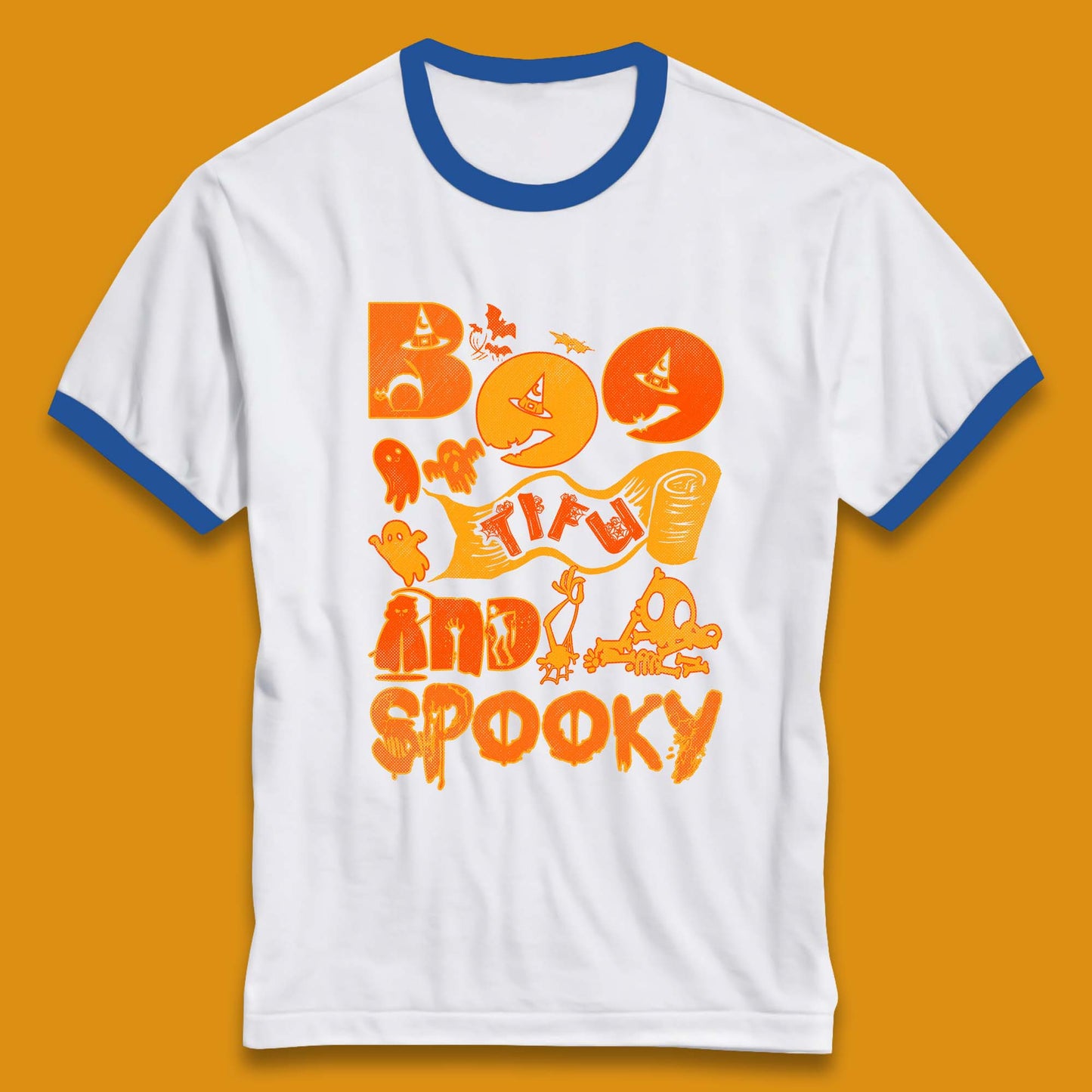 Boo Tiful and Spooky Halloween Horror Scary Boo Ghost Spooky Season Ringer T Shirt